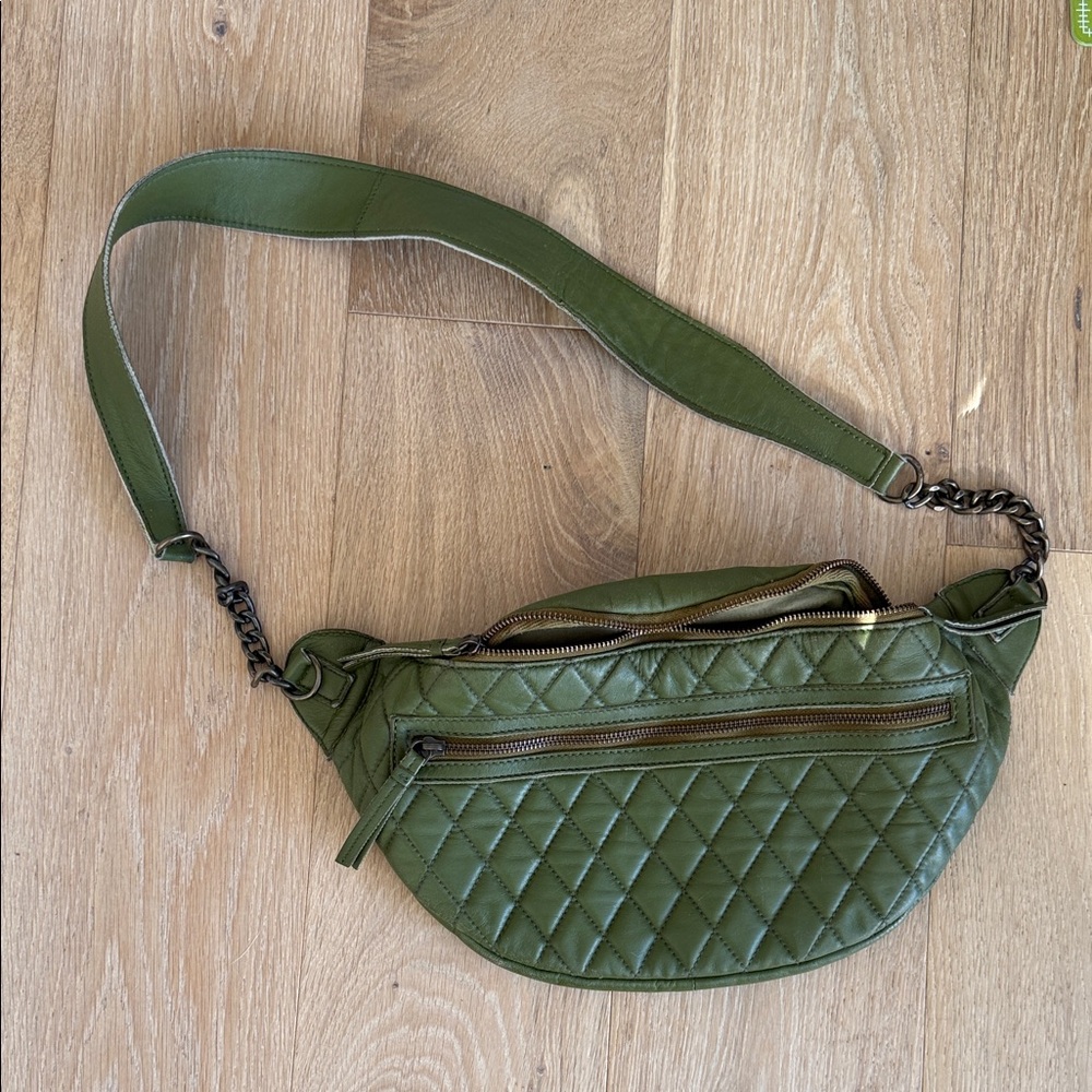 Free People Olive Quilted Crossbody Bag